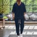 Men's Clothing Spring And Autumn Men's Cotton And Linen V Neck T Shirt Casual Short Sleeved Trousers Beach Suit_viptrois.com