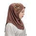 Women's Hijab Solid Color Elastic Geometric Cross Pattern Scarf Hat Baotou Hat Women Ethnic Hat_viptrois.com