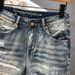Men's Clothing Summer Thin Fashion Ripped Patch Denim Shorts Men's Trendy Brand All Match Cat Whisker Distressed Beggar Five Point Pants_viptrois.com