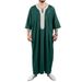 Elegant Embroidered Middle Eastern Thobe For Men – Breathable Polyester, Loose Fit, Traditional Design For Casual Wear (Green, White, Black, Navy)_viptrois.com