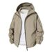 Unisex Waterproof Windbreaker Jacket – Oversized Streetwear Hooded Windcoat (S-XXXL, Mocha/Black/White)_viptrois.com