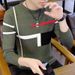 Pure 2024 Spring And Autumn New Color-Block Crew Neck Men's Sweater Korean Style Trendy Youth Casual Base Knitted Top_viptrois.com
