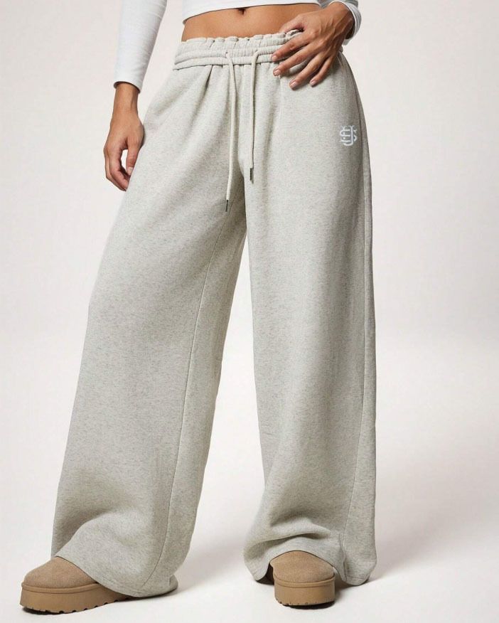 Unisex US-Style Embroidered Fleece-Lined Joggers – Oversized Wide-Leg Winter Pants (XS-XL)_viptrois.com