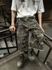 Men's Clothing Retro Destroyed Washed Pocket Workwear Camouflage Cropped Pants Men And Women Trendy Loose Casual Straight Shorts_viptrois.com