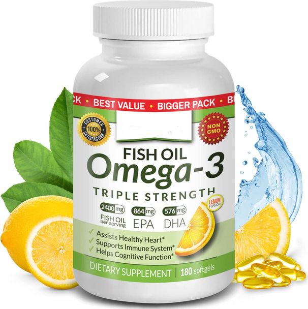 Fish Oil Pills Capsules High-efficiency Burp-free Lemon Flavor EPA DHA Ultra-pure Liquid Suitable For Brain, Joint, Eye And Heart Health Supplements_viptrois.com