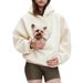 Oversized Hoodie With Pet Pocket – Cozy Alpaca Fleece Pullover With Adjustable Drawstrings (S-XXL)_viptrois.com