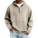 Vintage Distressed Half-Zip Hoodie – Oversized Cotton Blend Pullover For Men (10 Colors, S-4XL)_viptrois.com