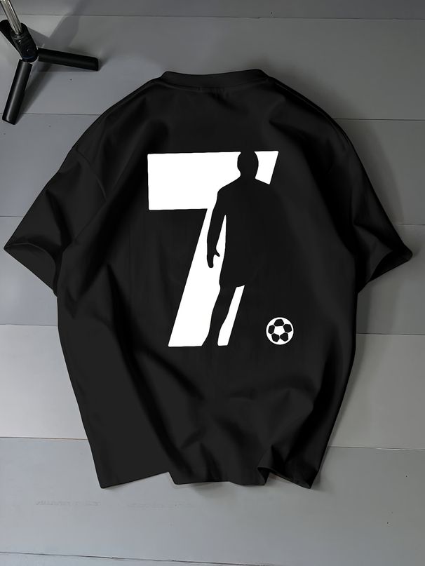 Maglietta Unisex Cotone 180g Stampa Numero 7 Collo Tondo Traspirante Morbida Sport Collezione Vestibilità Regolare_viptrois.com