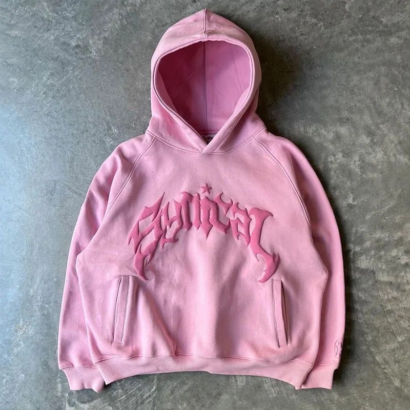 Gothic Letter & Star 3D Foam Print Hoodie – Vintage Streetwear Pullover For Men & Women_viptrois.com
