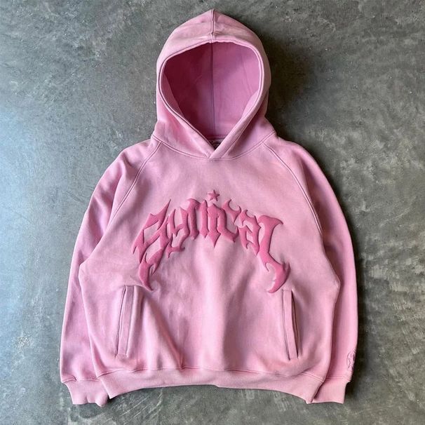 Gothic Letter & Star 3D Foam Print Hoodie – Vintage Streetwear Pullover For Men & Women_viptrois.com