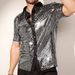 Men's Clothing New Style Personalized Trend Breathable Sequined Short Sleeved Shirt Collar Color Men's Clothing_viptrois.com
