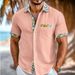 Men's Clothing Shirt Beach Vacation Pocket Loose Contrast Color Print Short Sleeved Shirt_viptrois.com