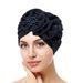 new four season multi color flower solid color wrinkled long one sided appliqué headscarf hat fashionable street photography hat_viptrois.com