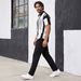 Men's Summer Patchwork Short Sleeved Shirt Set Black And White Casual Straight Leg Trousers Two-Piece Factory Wholesale_viptrois.com