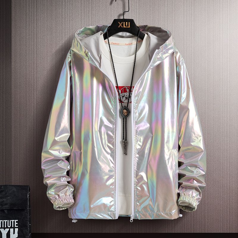 Men's Clothing for men and women in summer ins reflective shiny surface handsome couple 2024 new colorful sun protection clothing_viptrois.com