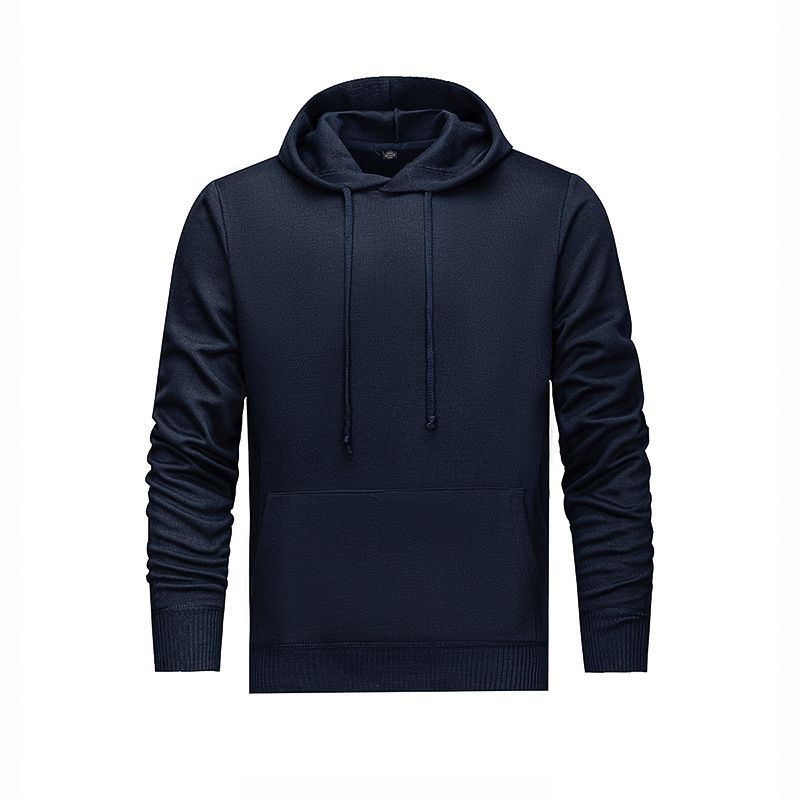 Men's Clothing Solid Color Hooded Casual Men's Solid Color Hooded Sweatshirt - Casual Pullover With Cotton Lining (Black, Beige, Navy) - S-2XL_viptrois.com