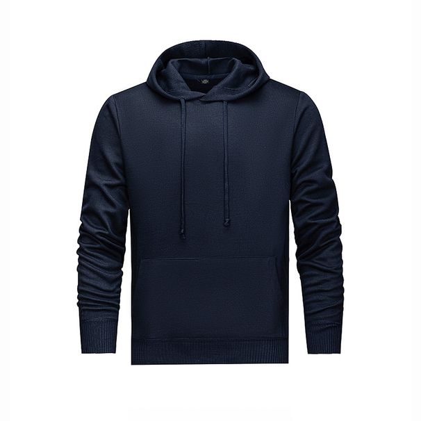 Men's Clothing Solid Color Hooded Casual Men's Solid Color Hooded Sweatshirt - Casual Pullover With Cotton Lining (Black, Beige, Navy) - S-2XL_viptrois.com