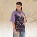 American Vintage Graffiti All-over Print Washed Distressed Loose One-piece Cut Short-sleeve T-shirt_viptrois.com