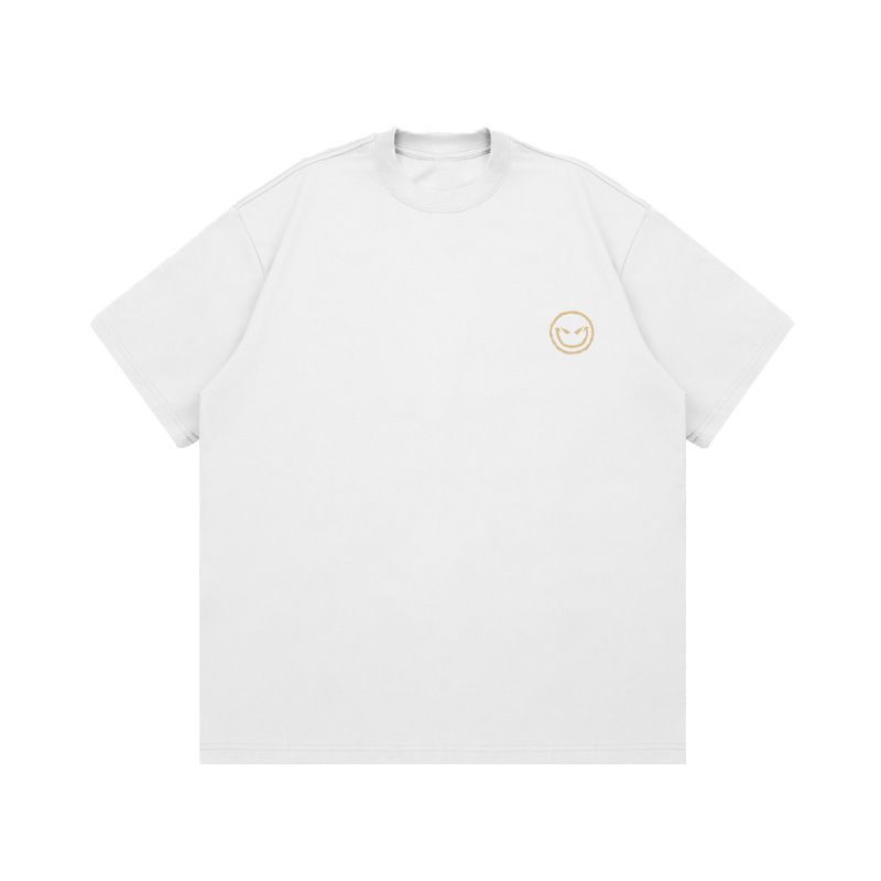 Hip-hop Trendy Brand Kemei Small Neckline Smiley Face Printed Short-sleeved T-shirt Men's Summer New Loose Top_viptrois.com
