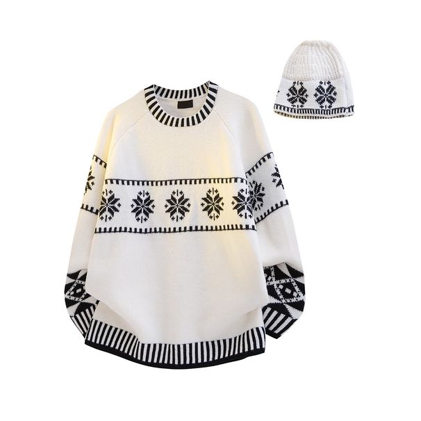 Couples Fair Isle Knit Sweater – Nordic Snowflake Pattern Unisex Oversized Pullover (S-XXL, Cozy Cabincore)_viptrois.com