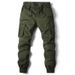 Men's Workwear Pants Trend Style Youth Oversized Solid Color Leggings With Multiple Pockets_viptrois.com