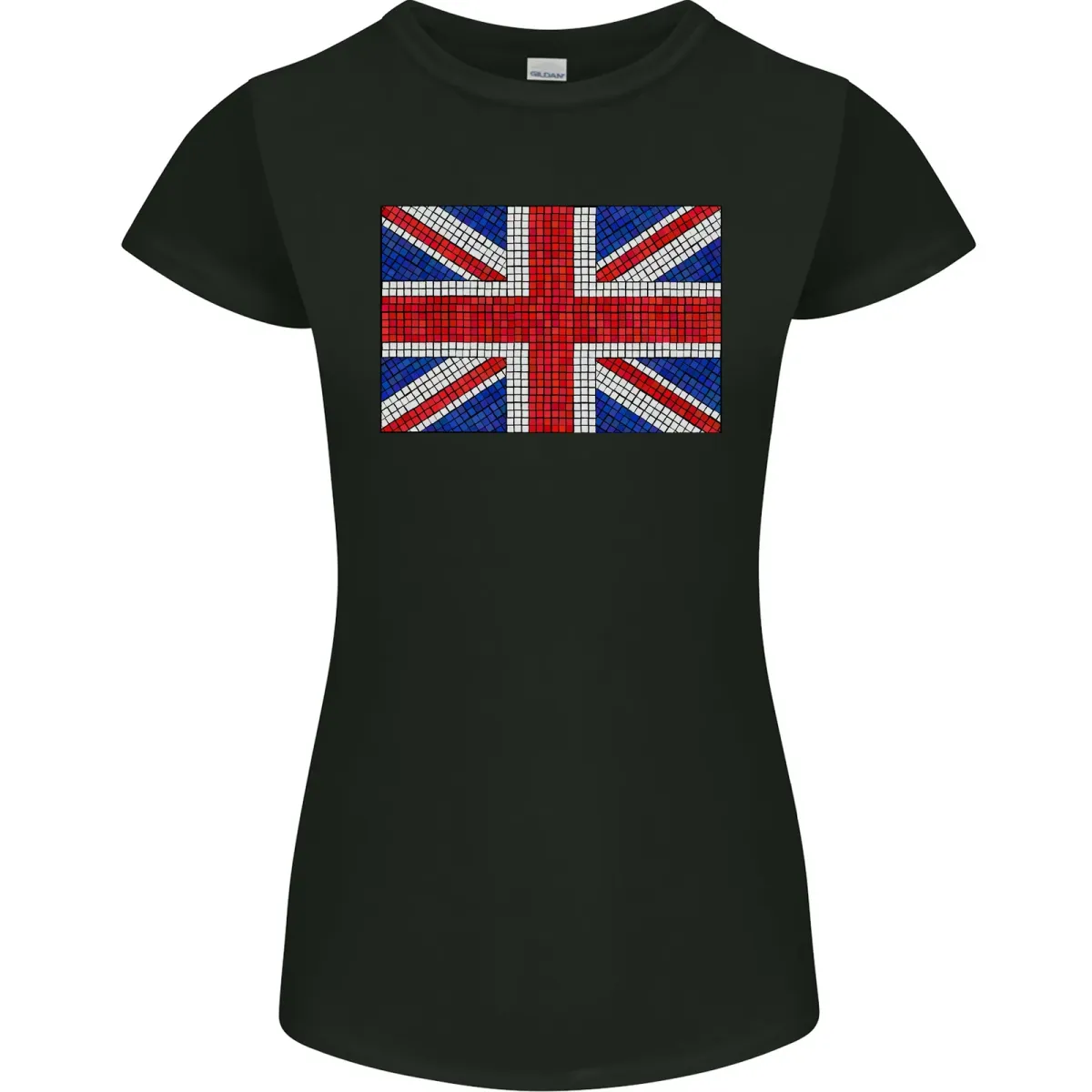 Mosaic Union Jack Flag Great Britain UK Womens Petite Cut T-Shirt Mens Womens Tees Top_viptrois.com