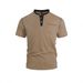 Cross-border Summer New European And American Short-sleeve Polo Foreign Trade Men's Henley Shirt, Color-blocked_viptrois.com