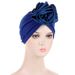New multi color satin flower turban hat appliqué turban hat_viptrois.com