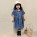 Children's Summer Denim Suits Boys 2025 New Baby Short Sleeved Summer Clothes Girls Dresses Siblings Clothes_viptrois.com
