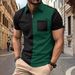 Men's Polo Shirt Chest Pocket Color Matching Zipper Casual Fashion Short Sleeved T Shirt Men_viptrois.com