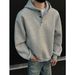 High Neck Button Hooded Sweatshirt For Men, Loose And Niche Design, Couple Casual Jacket_viptrois.com