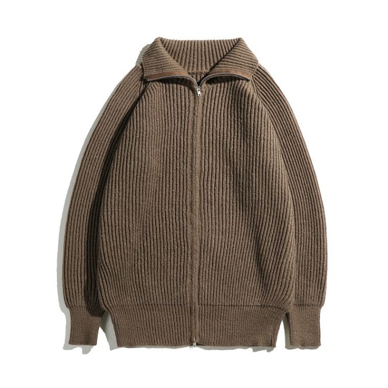 Half High Neck Sweater, Cardigan, Zipper Jacket, Men's Style, Loose And Casual Knit Sweater_viptrois.com