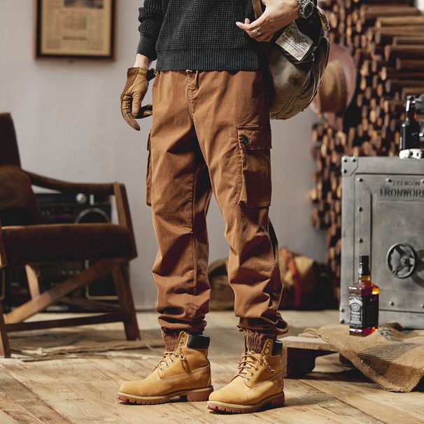 Men's Casual Cargo Pants Straight Loose Fit Jogger Pants With Multi-Pockets For Streetwear_viptrois.com