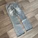 Vintage Washed Distressed Embroidery Jeans High-Street Style Relaxed Straight-Leg Fit For Men & Women Blue Black Cotton_viptrois.com