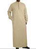 Men's Clothing Simple Long Stand Collar Button Muslim Robe_viptrois.com