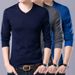 Men's Slim Fit V-Neck Knit Sweater, Lightweight Pullover, Soft & Breathable, Stretchable, Machine Washable, Casual Wear For Winter (Black, Navy, )_viptrois.com