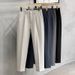 Men's Clothing Men's Drapey Small Straight Trousers Summer Thin Ice Silk Casual Tapered Trousers Nine Point Trousers_viptrois.com