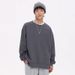 Pure Men's Loose Fit Plus Size Fashion Trend Versatile High Street Simple Solid Color Casual Pullover Crewneck Sweatshirt_viptrois.com