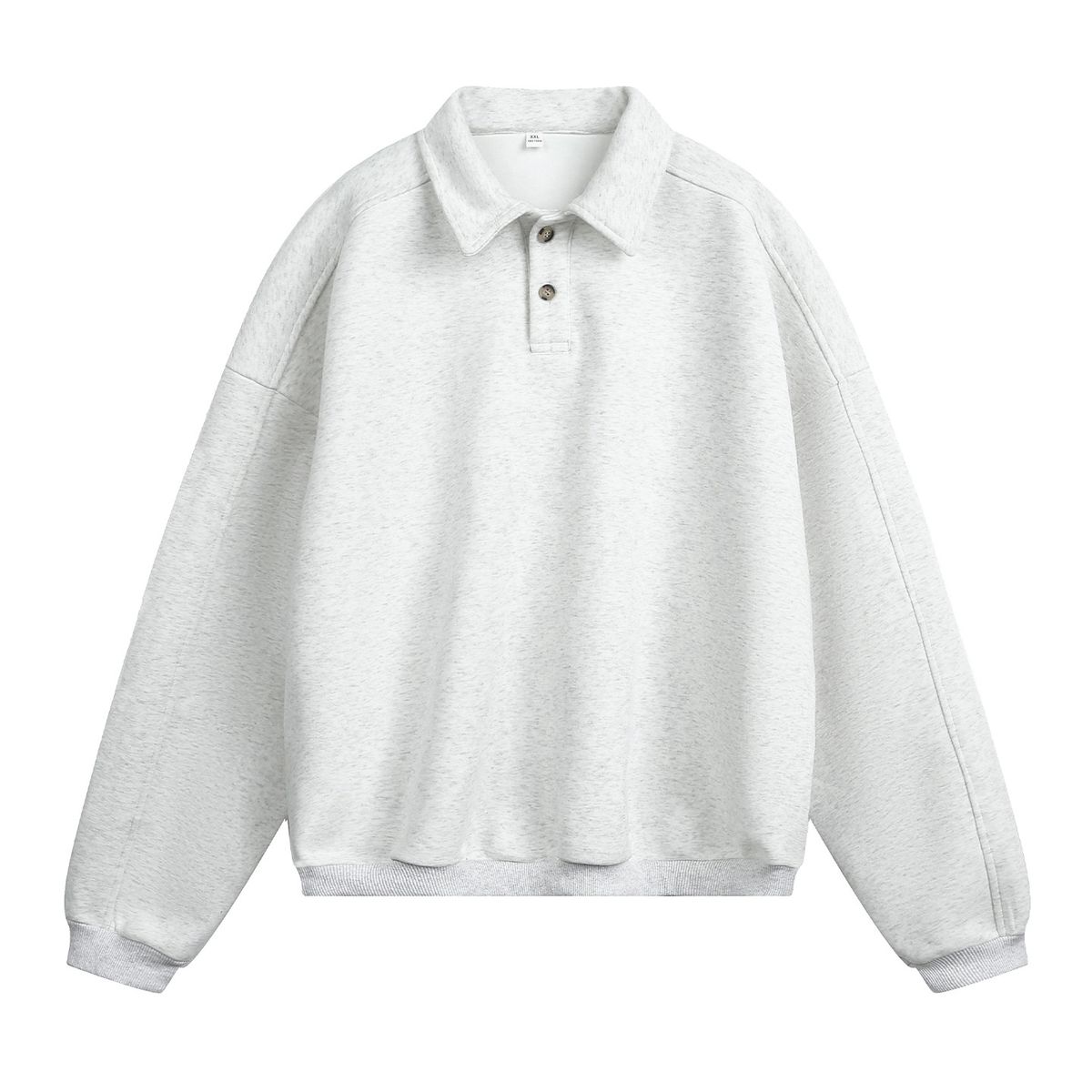 Monochrome Man- 380G Heavyweight Textured Turn-Down Collar Sweatshirt For Men, Autumn Oversized Retro Light Old Money Long Sleeve_viptrois.com