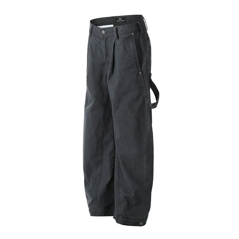 Men's Clothing Retro Handsome Straight Wide Washed Old Leg Overalls Trendy Casual Pants Men's Pants_viptrois.com