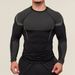 Men's Quick-Dry Compression Long Sleeve T-Shirt – Breathable Gym Workout Top With Print Design (Black/Color Block, S-XXL)_viptrois.com