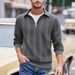 Men's Casual Zip-Up Hoodie With Stand Collar - Lightweight Pullover Sweatshirt For Fall & Spring (Black, Khaki, Dark Gray, White)_viptrois.com