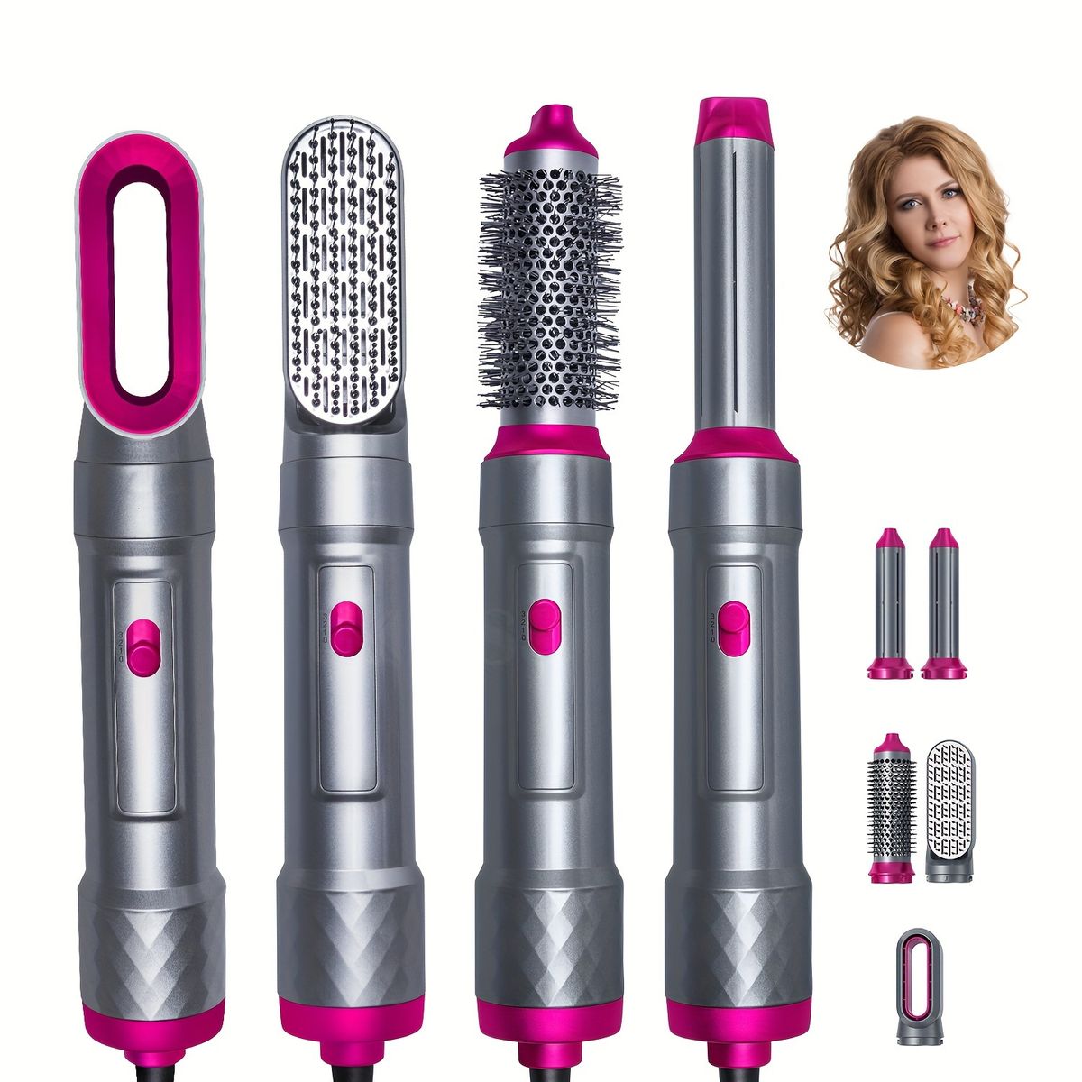 5-in-1 Hot Air Styling Brush Set – Multi-Functional Hair Dryer, Curler, Straightener, And Volumizer, Gifts For Women_viptrois.com