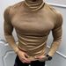 2023 Autumn Winter Long Sleeve T-Shirt Men's Solid Color High Neck Base Layer Undershirt Tee Top_viptrois.com