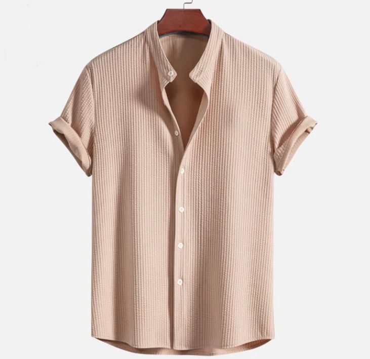 Men's Short Sleeved Solid Color Corduroy Shirt Summer New Casual Top for Men_viptrois.com