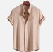 Men's Short Sleeved Solid Color Corduroy Shirt Summer New Casual Top for Men_viptrois.com