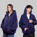 "400GSM Oversized Zip Hoodie – Heavyweight Brushed Fleece, Unisex Distressed Streetwear (6 Acid Wash Colors, Drop Shoulder Fit)"_viptrois.com