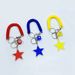 Acrylic Glow Star Keychain With Spring Cord - Viral Dangle Charm For Backpacks (Red/Blue/Yellow, Asymmetric Dice Points)_viptrois.com