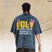American Washed Vintage Portrait Print Loose Short-sleeve T-shirt For Men And Women Couples_viptrois.com
