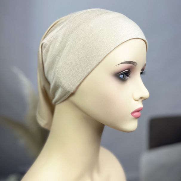 Women's Hijab modal cotton bottoming hat with two ends through solid color comfortable breathable ladies headscarf_viptrois.com